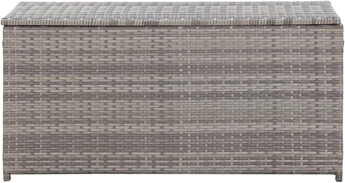 Festnight Patio Storage Box Deck Box for Patio Furniture, Outdoor Cushions, Garden Tools and Pool Toys Poly Rattan 39.4"x19.7"x19.7" Gray