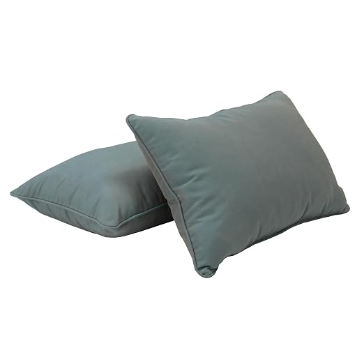 Factory Direct Partners Presidio 16" x 24" Lumbar Decorative Throw Pillow Set with Piping for Indoor/Outdoor Furniture UV, Fade, Weather-Resistant Olefin Fabric (2-Pack) - Dusty Turquoise, 13813-137