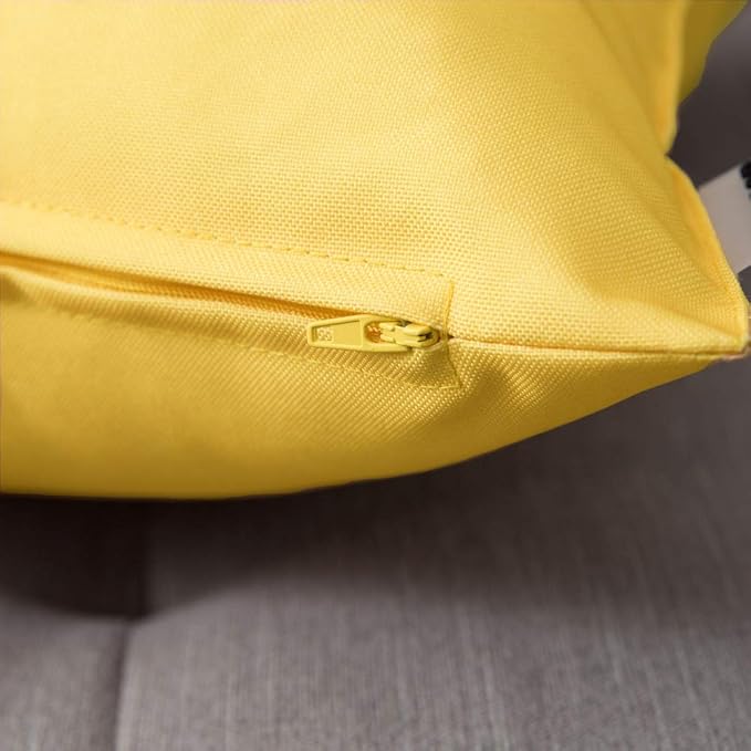 MIULEE Pack of 2 Decorative Outdoor Waterproof Pillow Covers 18x18 Inch Yellow with 4 Packs of Outdoor Pillow Inserts