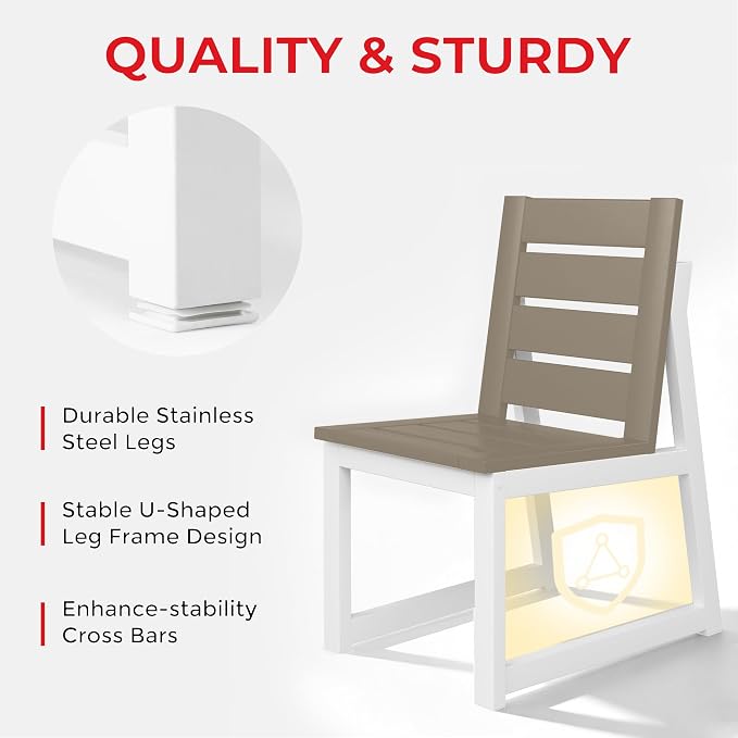 Costaelm Stinson Outdoor Patio HDPE Dining Side Chair, Weathered Wood