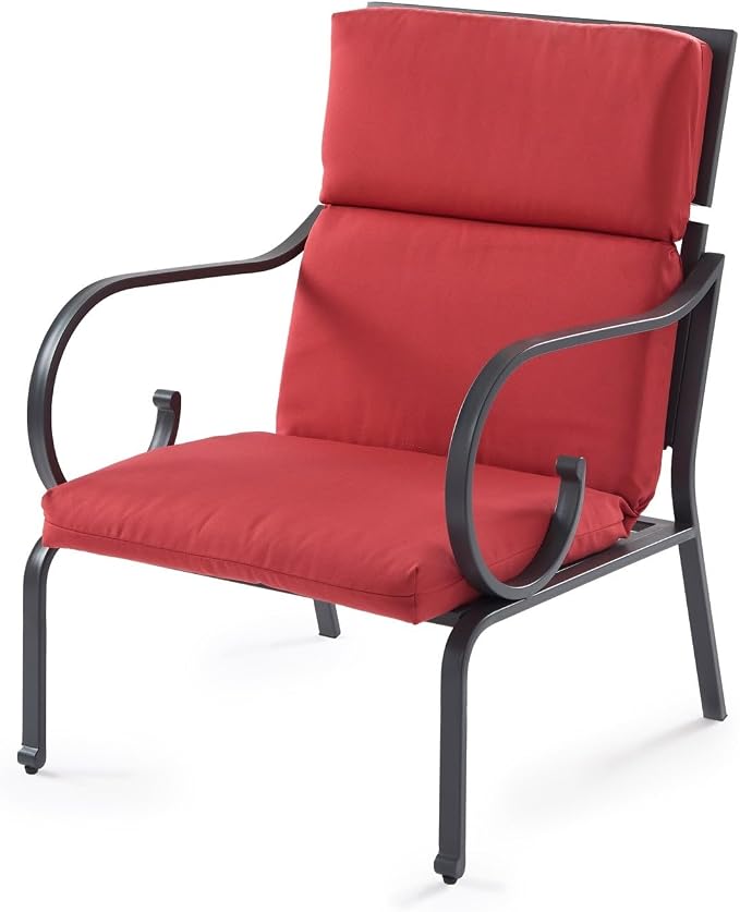 BrylaneHome Bh Performance Universal Chair Cushion - Classic Red Cabana