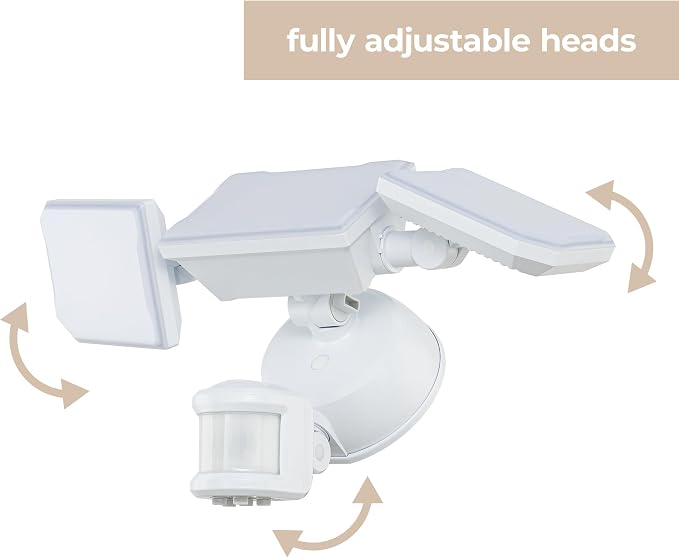 Guardian Flood and Security Wall Light with 3 Lights 3,400 Lumens 30 Watts and Programmable Motion and Photo Sensor in White