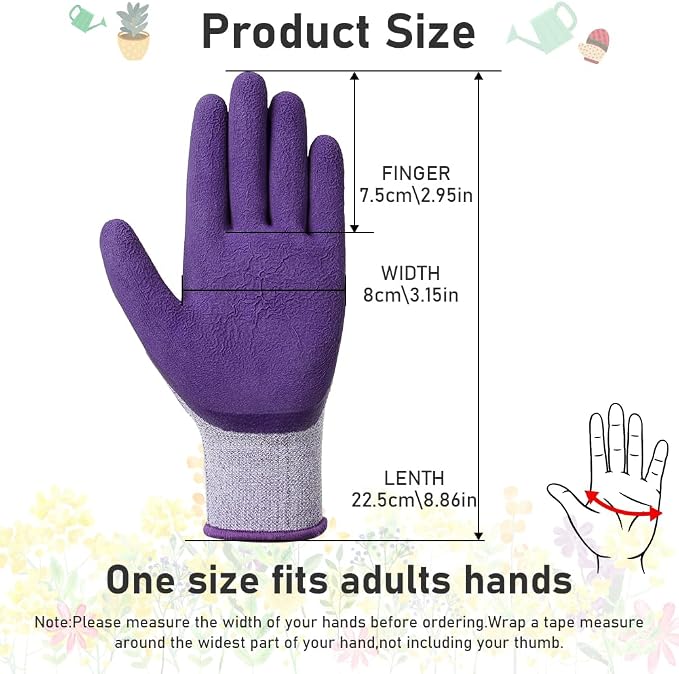 Ainiv 3 Pairs Kids Gardening Gloves Thorn Proof | Soft Rubber Coated Kids Work Gloves with Grippy Gardening Gift