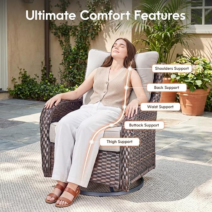 Luxury 22*24*6in Outdoor Patio Cushions, 2 Pieces Beige Outdoor Cushion | 6'' Thick Outdoor Cushions, Water-Resistant, Reversible, Removable Cover, for Patio Chairs Sofa Couch Loveseat
