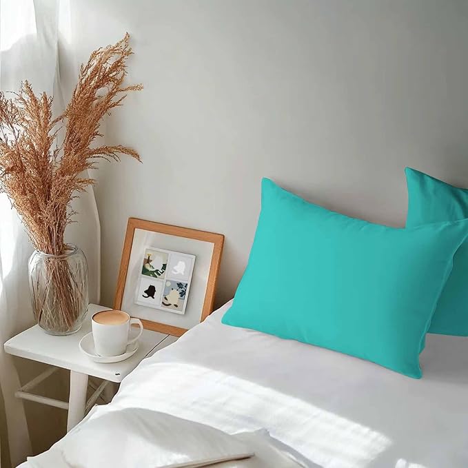 Lumbar Pillow Covers 20x12 Inch Set of 2, Turquoise Waterproof Outdoor Cushion Covers, Modern Pure Turquoise Decorative Pillowcases for Couch, Sofa, Bed, Garden, Patio