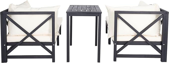 SAFAVIEH Outdoor Collection Ronson Dark Slate Grey/Beige Cushion 5-Piece Sectional Patio Set