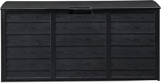Vasitelan 75 Gallon Outdoor Storage Box, Lockable Plastic Storage Containers with Lid, Patio Deck Box Furniture for Garden, Pool, Balcony, Yard (Black)