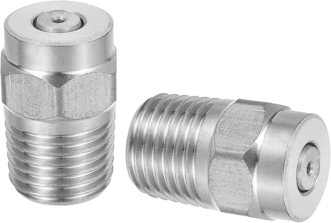 uxcell 2Pcs Pressure Washer Nozzle, Stainless Steel Thread Nozzles Tips, Universal Replacement for Undercarriage Cleaner Water Broom, 1/4 Inch NPT Male, 0 Degree 065 Orifice