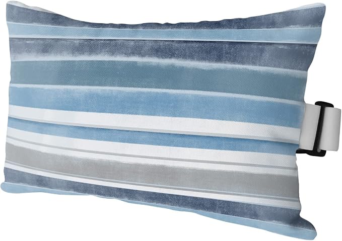 Outdoor Pillows Covers with Inserts Northern Europe Blue Vintage Stripes Waterproof Recliner Pillow with Adjustable Strap Throw Pillows for Patio Furniture Pool Lounge Chair, 11x16 inch, 1PCS