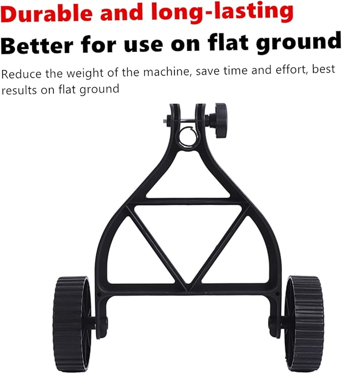 String Trimmer Support Wheels, Adjustable Lawn Mower Auxiliary Walk Behind Weed Wacker Wheels, Garden Lawn Tool Attachment for Grass Eater Holder (Black)