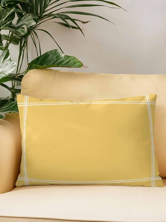 Waterproof Outdoor Pillow 1 Pack Solid Yellow Color Decorative Throw Pillows Cover & Insert 20x12 Inch Lumbar Pillowcase Yellow Vintage Pillows for Couch Sofa Bed Patio Furniture Indoor Outdoor
