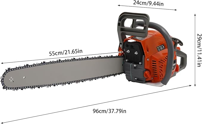 22 Inch Gas Powered Chainsaw 60CC 2-Stroke Gas Powered Engine Chainsaw Kit, Handheld Cordless Petrol Chain Saw with Complete Accessories for Outdoor Tree Wood Cutting