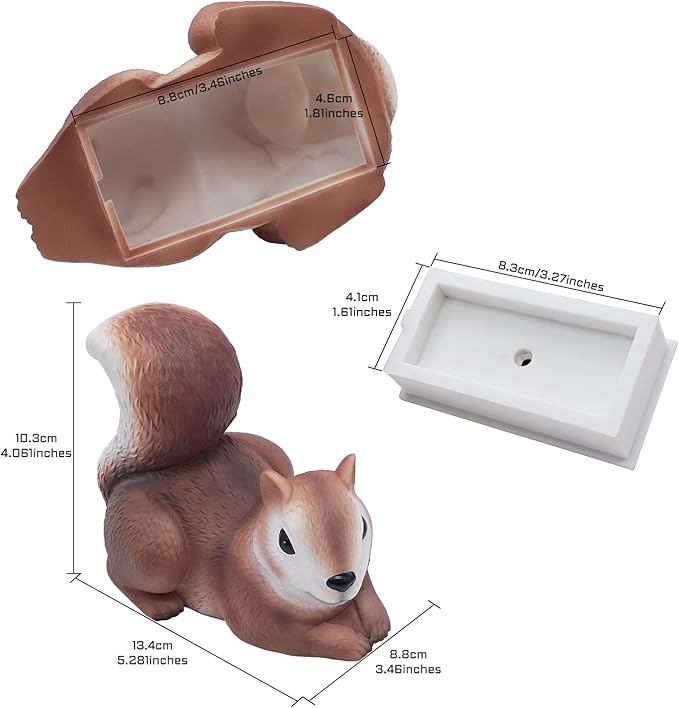 Spare Key Hider Squirrel Shape Garden Decoration Safe Holder for Outdoor Yard Large Size Design (4×5.2×3.4 inchs)