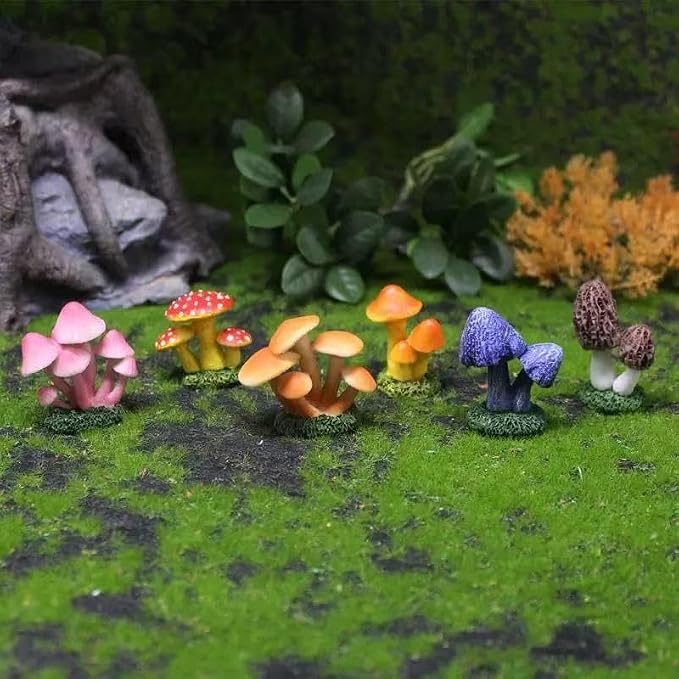 Miniature Mushroom Figurines Decorations, Small Resin Morel Mushrooms Statue, 3 Pieces Lawn Fairy Wild Garden Resin Bonsai Craft Decor for Home DIY Micro Fairy Garden Landscape