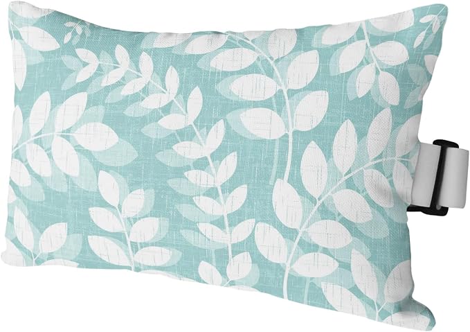Outdoor Lumbar Pillow Set of 1, Pale Teal Leaves Waterproof Beach Headrest Pillow with Inserts, Farmhouse Botanical Branch Vintage Boho Leaf Recliner Throw Pillows for Patio Furniture, 12 x 20