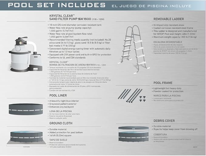 INTEX 16ft x 48in Greywood UltraXTR Frame Above Ground Swimming Pool Set