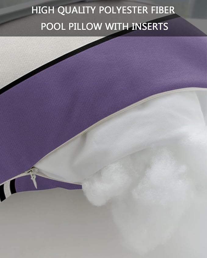 Outdoor Pillows Covers with Inserts Abstract Gemoetric Art Purple Color Block Waterproof Recliner Pillow with Adjustable Strap Throw Pillows for Patio Furniture Pool Lounge Chair, 11x16 inch, 1PCS