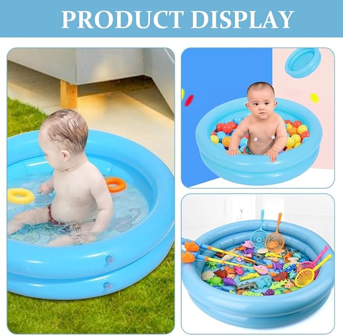 Garneck 2 Sets Inflatable Baby Swimming Pool, Kids Round Swimming Pool with Pump, Small Inflatable for Indoor Outdoor Play