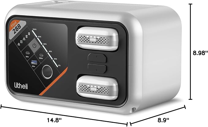 Litheli 288 Series Portable Power Station 287Wh, Lithium Battery Solar Generator（2 x 74Wh Battery Pack Shipped Separately), 300W AC Outlet, 0-95% in 50Min, Power Bank for Outdoor Emergency RV Van