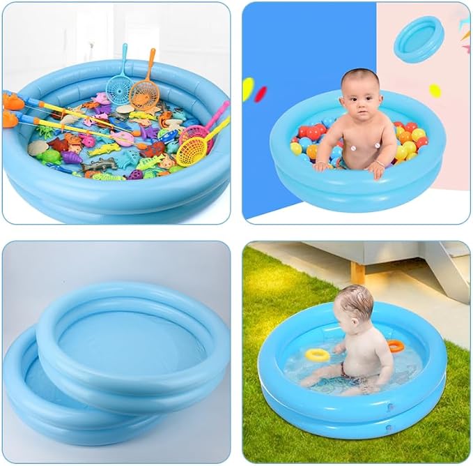 Garneck 2 Sets Inflatable Baby Swimming Pool, Kids Round Swimming Pool with Pump, Small Inflatable for Indoor Outdoor Play
