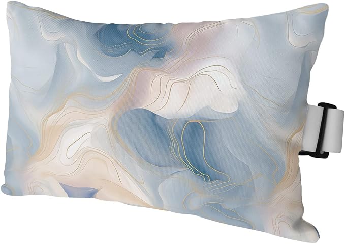 Outdoor Pillows Covers with Inserts Marble with Gold Lines Pink Blue Gradient Texture Waterproof Pillow with Adjustable Strap Throw Pillows for Patio Furniture Recliner Lounge Chair, 12x20 inch, 1PCS