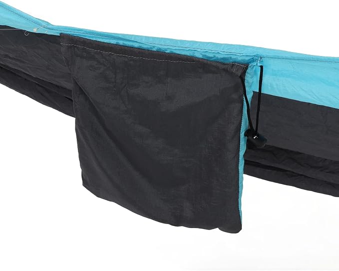 Double Hammock 210T Nylon Camping Swing, Outdoor Indoor Hanging Bed for 2 Person, Lightweight Portable Hammock with Carabiner Steel Buckle for Camping Hiking Backyard (Sky Blue and Dark Grey)