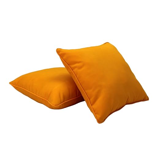 Factory Direct Partners Presidio 18" x 18" Square Decorative Throw Pillow Set with Piping for Indoor/Outdoor Furniture UV, Fade, Weather-Resistant Olefin Fabric (2-Pack) - Marigold, 13810-117