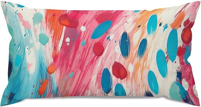Make It Rain Fiesta Lumbar Throw Pillow Cover Rainbow Colorful Pillowcase 12x24in Farmhouse Accent Decorative Cushion Covers Home Decor for for Sofa Living Room Bedroom Decor