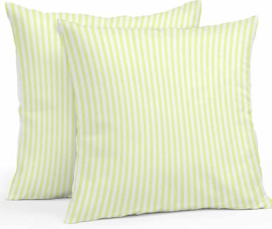 Throw Pillow Covers 18x18 Inch Set of 2, Yellow White Stripe Waterproof Outdoor Cushion Covers, Modern Minimalist Geometric Striped Decorative Pillowcases for Couch, Sofa, Bed, Garden, Patio