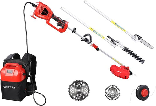 60.8V 12Ah Weed Wacker & Brush Cutter Kit Electric Grass Trimmer Edger Pruning Shears Chainsaw Long Runtime Lithium Battery Multi-Tool Set with Charger for Yard & Garden