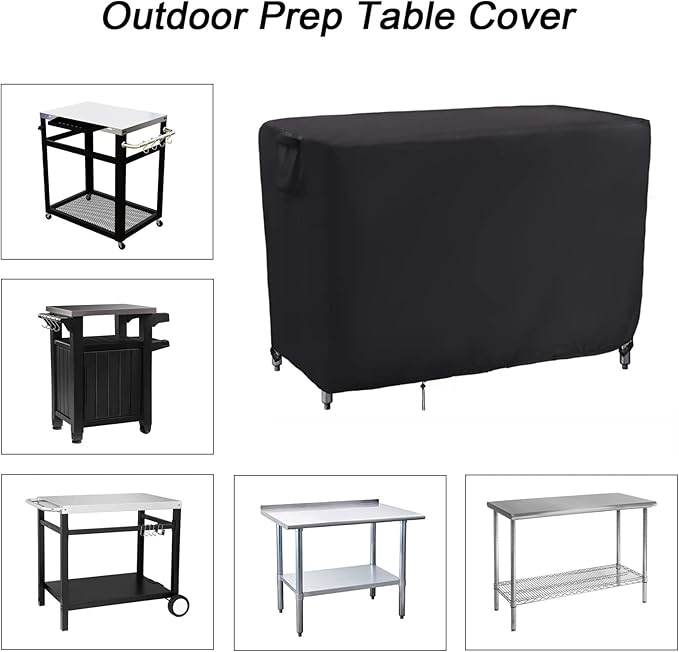 Kingling Outdoor Prep Table Cover, Waterproof Patio Table Covers Stainless Steel Metal Cover Protection for Patio Kitchen Prep/Work Table- 38''L x 26''W x 39''H(Black)