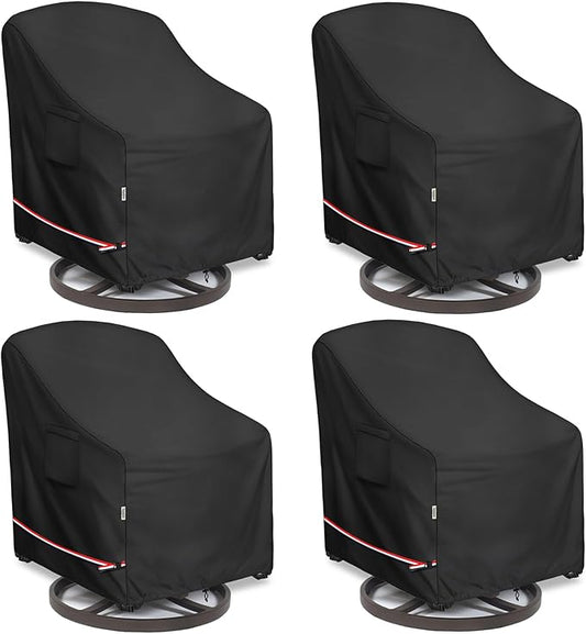 Patio Chair Covers for Outdoor Furniture Waterproof 4 Pack, Heavy Duty Waterproof Outdoor Swivel Chair Cover (35"W x37"D x36"H - Black)