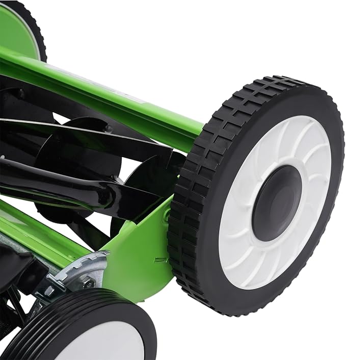 Eco-Friendly 16-Inch Lawn Mower, Manual Push Reel Mower, 5-Blade High-Capacity Grass Catcher Wheel Mower with Adjustable Cutting Height, Perfect for Sustainable Gardening