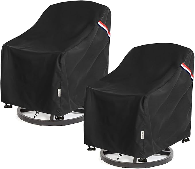 Patio Chair Covers Waterproof Heavy Duty Patio Furniture Covers, 33W x 35D x 36H Inches Swivel Outdoor Chair Cover 2 Pack (Black)