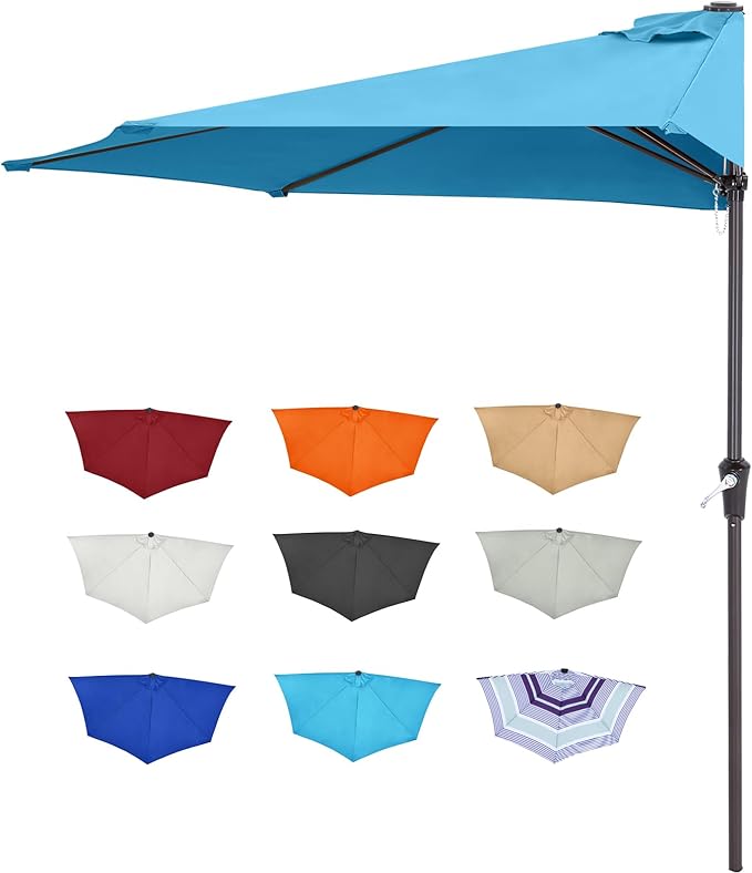 ABCCANOPY Patio Umbrella 11FT - Outdoor Half Umbrellas for Patio, Backyard, Garden, Deck (Turquoise)