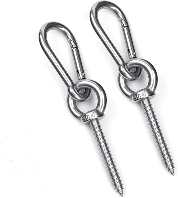 Hammock Hanging Kit, Load Capacity 1400 LBS, Stainless Steel Hooks Heavy Duty Carabiner Set for Hammock Yoga Swing Chair Hook for Indoor, Outdoor, Wall, Trees, Porch