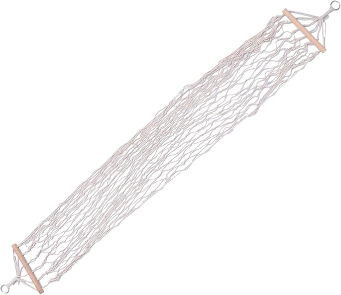 1pc Reticulated Cotton Rope Hammock Swing Chair with Wooden Stick Outdoor Leisure Bed for Camping Hiking Traveling Stylish and Hanging Chair