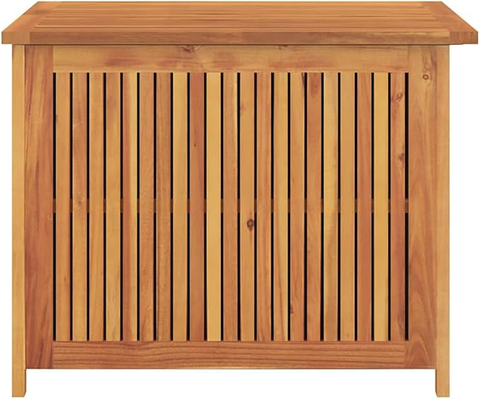 Outdoor Garden Storage Box, Solid Acacia Wood Deck Chest with Lid, 29.5x29.5x22.8 Inch Patio Organizer for Cushions, Toys, and Tools, Natural Oiled Finish
