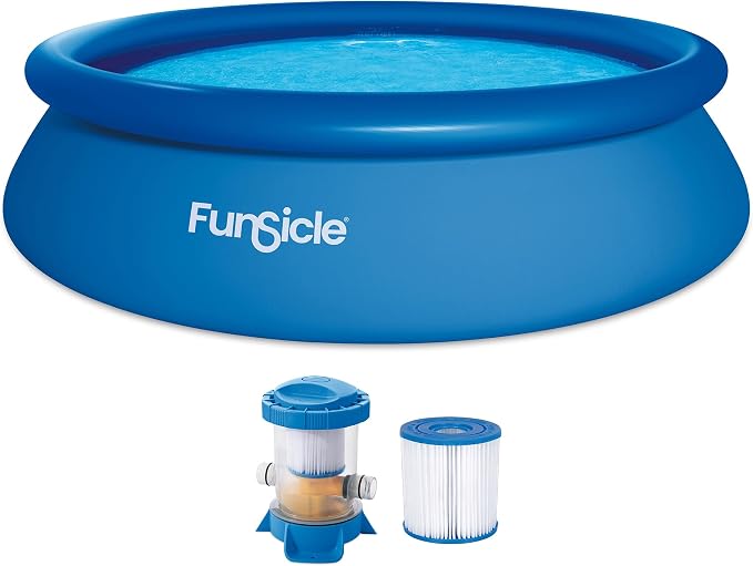 Funsicle Quickset 10' x 30" Round Above Ground Swimming Pool, with FiltraBoost 400 GPH Filter Pump, Type I Filter Cartridge & Repair Patch