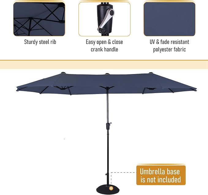 Sophia & William Patio Dining Set for 6 Patio Furniture Set 8 Pieces with 13ft Double-Sided Patio Umbrella Blue, 6 x Aluminum Patio Dining Chairs, 1 Metal Patio Dining Table for Lawn Garden Backyard