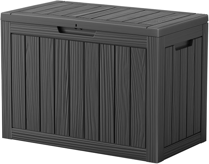 Vixzen 45 Gallon Deck Boxes Outdoor Waterproof, Lockable Outdoor Storage Box for Patio Cushions Storage Furniture, Garden Tools, Pool Supplies, Weatherproof and UV Resistant (Black, 45 Gallon)