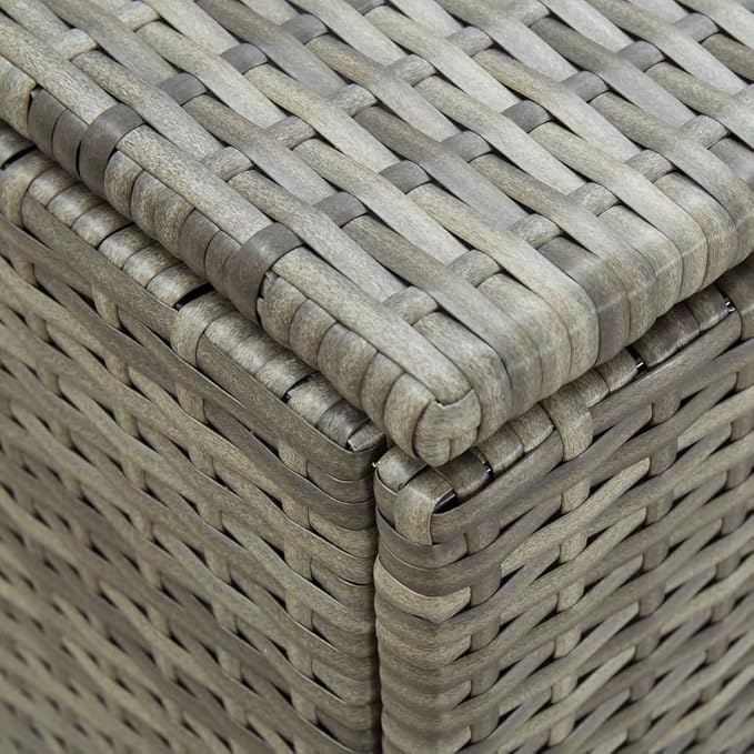 Patio Storage Box Deck Storage Box Outdoor Storage Box Indoor Wicker Storage Bin for Patio Furniture Cushions, Pillows, Garden Tools, Poly Rattan Gray, 70.8"x35.4"x29.5"