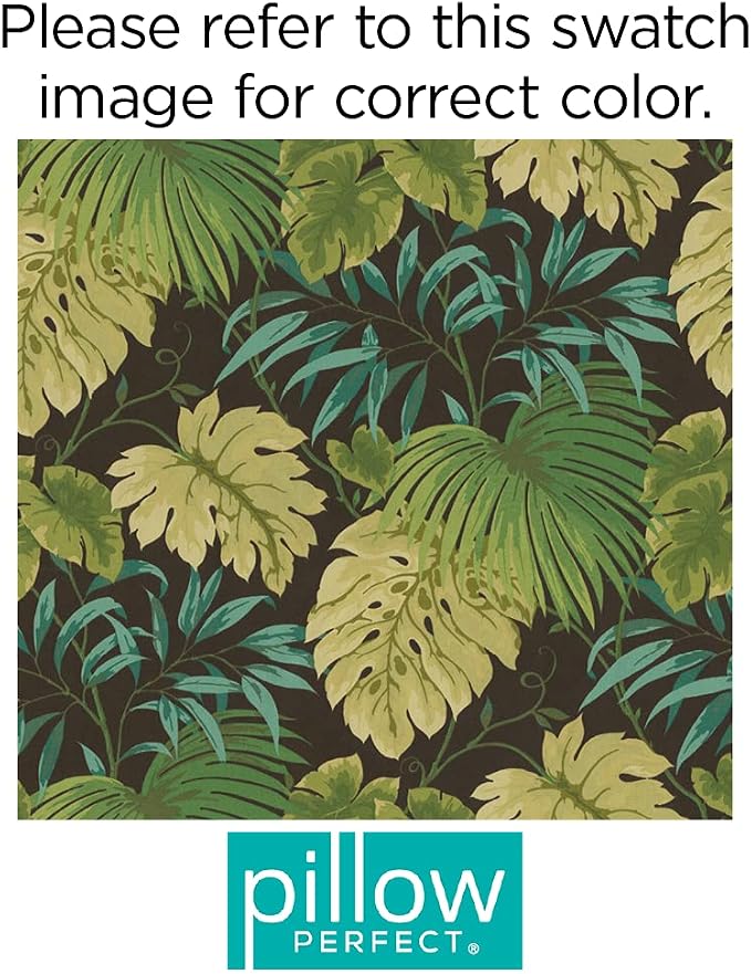 Pillow Perfect Decorative Green/Brown Tropical/Striped Reversible Toss Pillow, Rectangle, 18-1/2 Length, 2-Pack