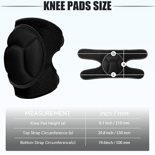 Knee Pads, Thick Sponge Anti-slip, Collision Avoidance Knee Pads, for Gardening Maintain， Running, Mountaineering, House Working (Black, X-Large)