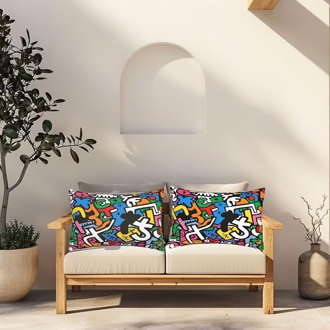 Outdoor Pillows Waterproof Set of 2 Outdoor Pillow Covers 16x24 Inch, Color Throw Pillows Abstract Pillow Covers, Garden Decorative Pillows Outdoor Pillows for Patio Furniture Car Home Decor -hs251