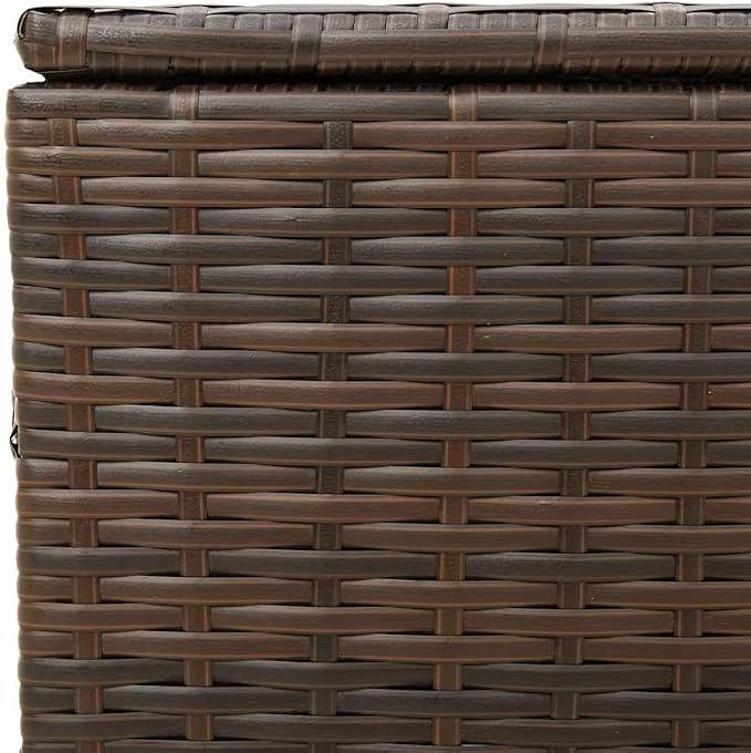 291L Outdoor Storage Box, Brown Poly Rattan Garden Storage Box with Powder-Coated Steel Frame for Patio, Deck, and Balcony