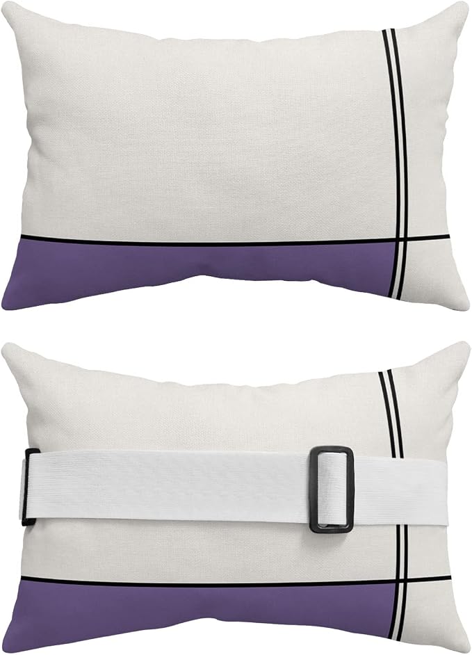 Outdoor Pillows Covers with Inserts Abstract Gemoetric Art Purple Color Block Waterproof Recliner Pillow with Adjustable Strap Throw Pillows for Patio Furniture Pool Lounge Chair, 11x16 inch, 1PCS