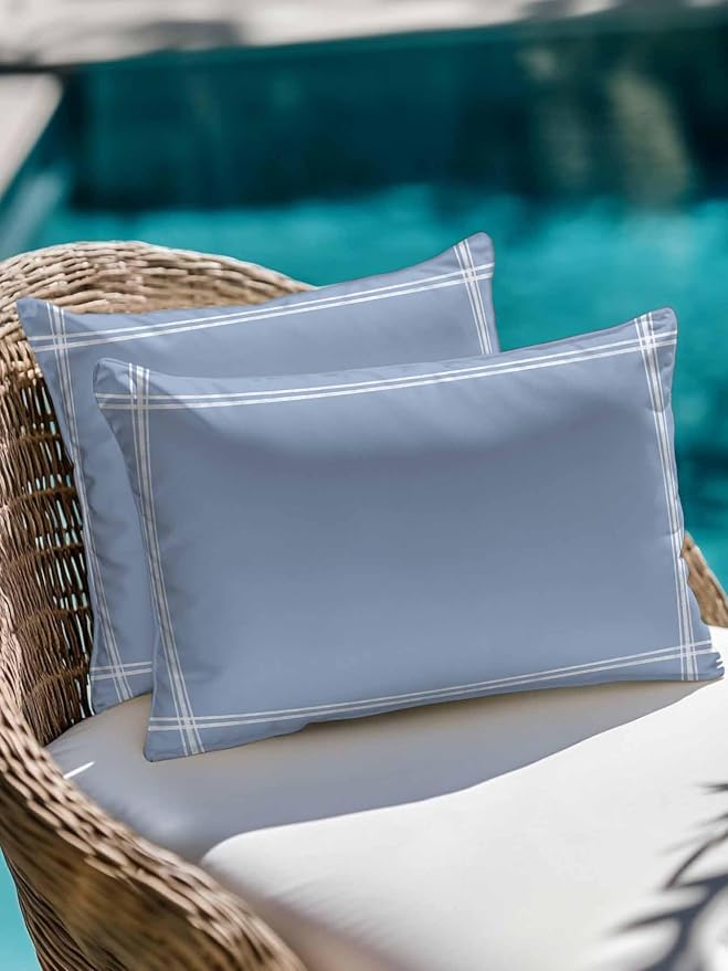 Vandarllin Waterproof Outdoor Pillow 1 Pack Solid Color Decorative Throw Pillows Cover & Insert 20x12 Inch Lumbar Pillowcase Light Blue Pillows for Couch Sofa Bed Patio Furniture Indoor Outdoor