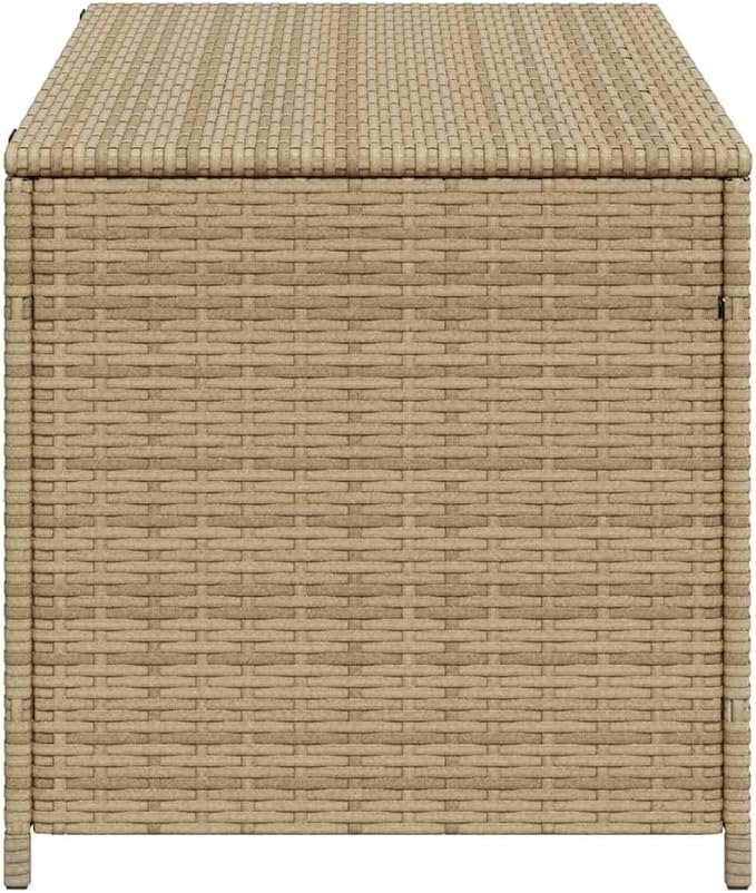 Gecheer Garden Storage Box, Medium Outdoor Cushion Storage Box with Gas Spring Lid PE Rattan Rectangular Deck Box for Patio Balcony and Terrace