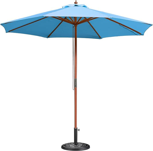 Yescom 9ft Coastal Solid Wood Umbrella Pulley Lift Commercial Base with Wheel Included for Seaside Restaurant Terrace Poolside Beach Club